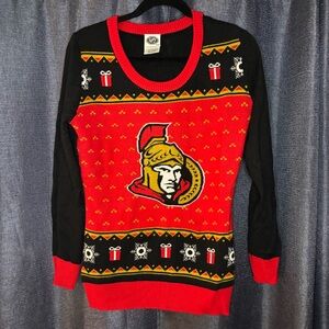 NHL-Licensed Ottawa Senators Festive Ugly‎ Christmas Sweater Women’s Size M